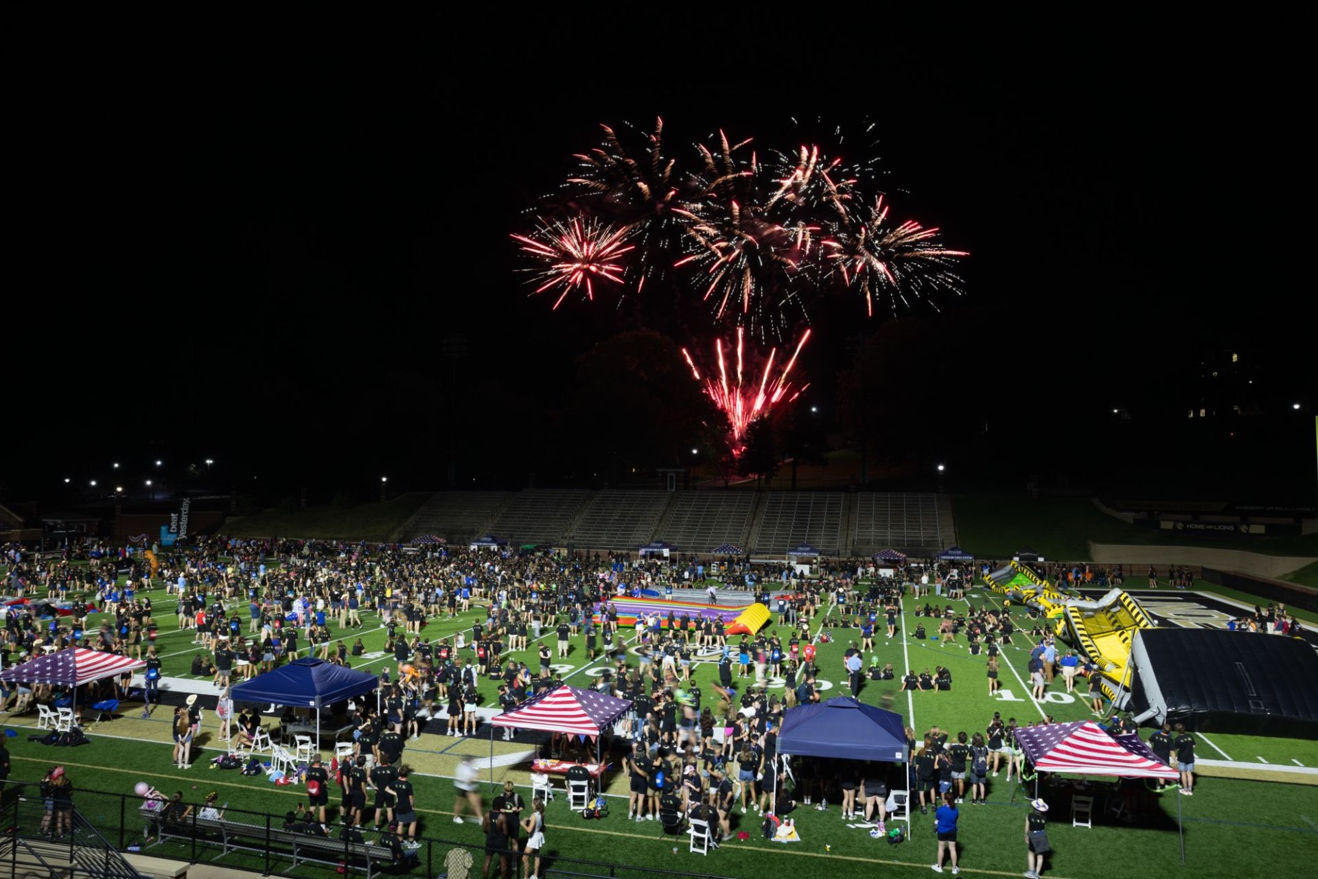 Fireworks over the crowd at a Missouri Boys State celebration